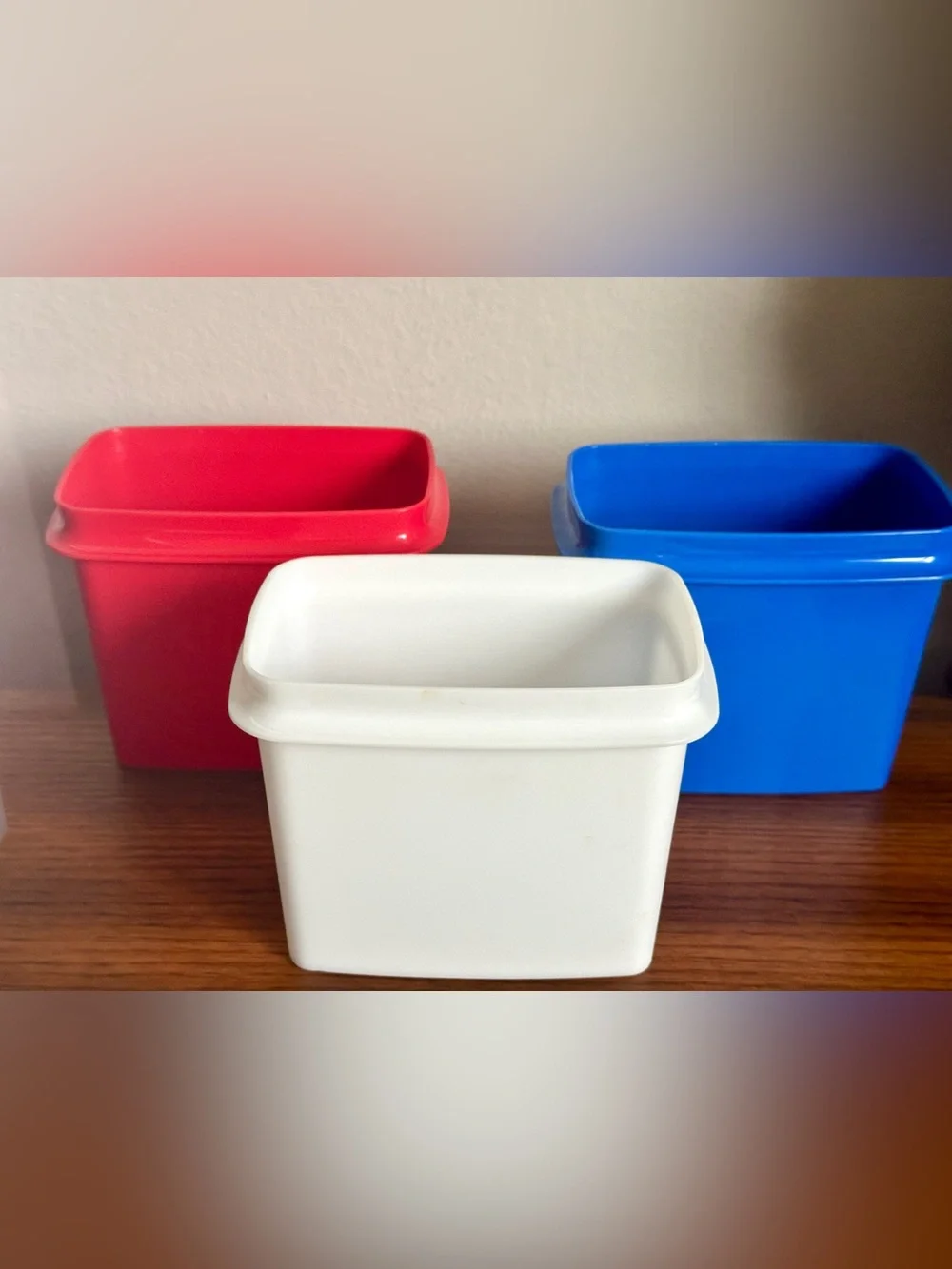 VTG ‘76 Tupperware Red White Blue Patriotic Shelf Saver Storage Containers #1243